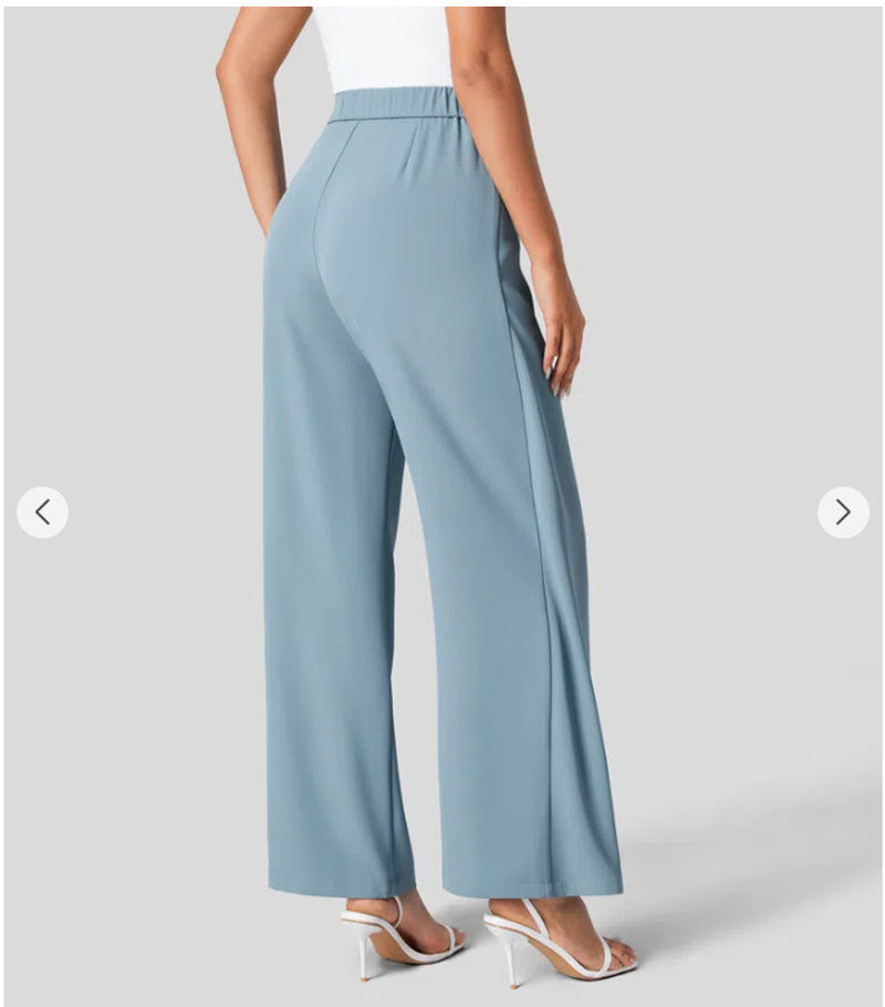 Women'S High Waist Tie Side Invisible Zipper Wide Leg Pants